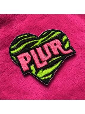 Zebra PLUR Heart Iron On Patch